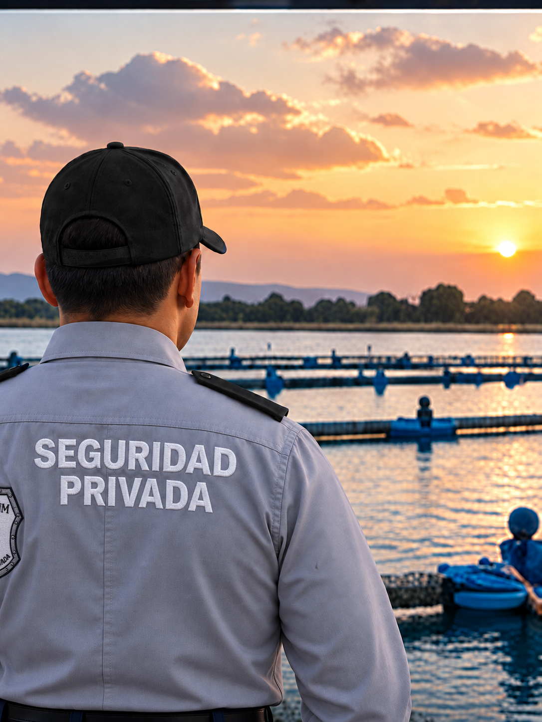 Guardia de OPTIMUM vigilando una granja acuícola